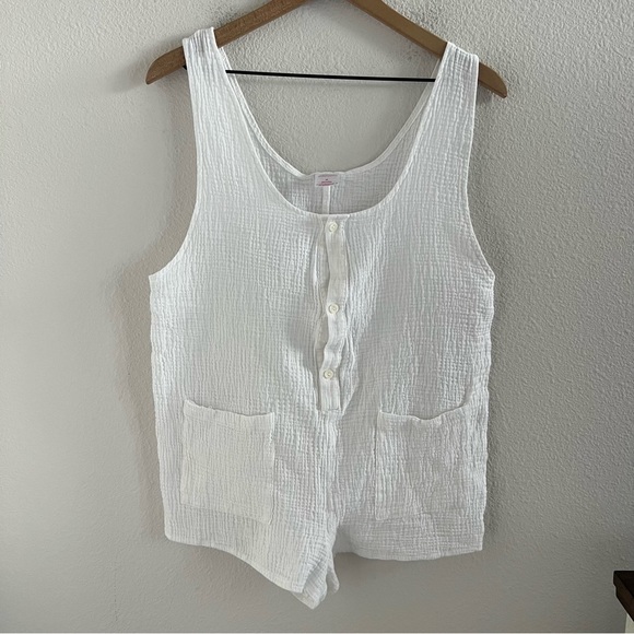 Xhilaration White Neutral Gauzy Romper Playsuit Coastal Boho Lagenlook Medium - Picture 1 of 5